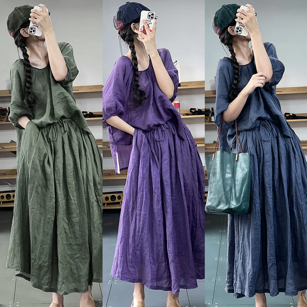 Loose Cotton Linen Set Women's Summer Casual Vintage irt Waist Belted Skirt Two-Piece Suit Polyester Fiber Hooded
Loose Cotton Linen Set Women's Summer Casual Vintage irt Waist Belted Skirt Two-Piece Suit Polyester Fiber Hooded