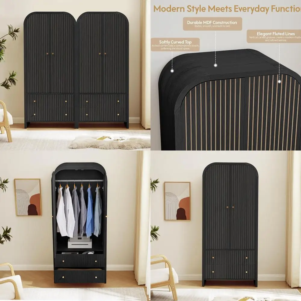 Шкаф-гардероб в викторианском стиле с 2 дверцами, штангой для одежды и 2 ящиками, резной черный шкаф для хранения вещей в спальне
Шкаф-гардероб в викторианском стиле с 2 дверцами, штангой для одежды и 2 ящиками, резной черный шкаф для хранения вещей в спальне