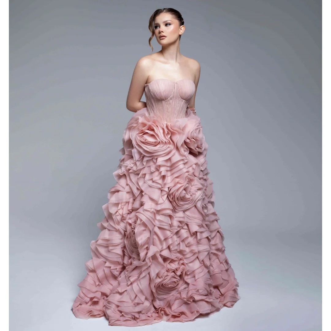 Luxury Pink Evening Dresses for Women Elegant Sweetheart Organza Ruffled Prom Party Gown Floor Length Flowers Vestido de Noche
Luxury Pink Evening Dresses for Women Elegant Sweetheart Organza Ruffled Prom Party Gown Floor Length Flowers Vestido de Noche