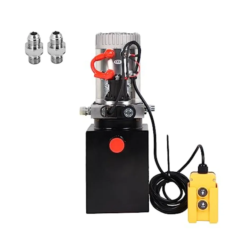 Dump trailer car lifting application: 4 Quart hydraulic power unit, metal reservoir, black, 12V DC single-acting pump with high
Dump trailer car lifting application: 4 Quart hydraulic power unit, metal reservoir, black, 12V DC single-acting pump with high