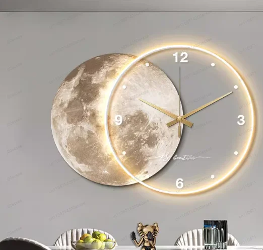 Настенные часы для столовой и гостиной, роскошные, с LED-подсветкой в виде Луны и Земли, бесшумный механизм, декор для спальни, подарок
Настенные часы для столовой и гостиной, роскошные, с LED-подсветкой в виде Луны и Земли, бесшумный механизм, декор для спальни, подарок