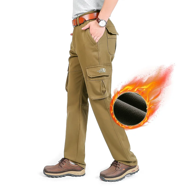 Plus Size 44 Men's Casual Fleece Pants Khaki Multi Pockets Cargo Long Cotton Warm Trousers for Male
Plus Size 44 Men's Casual Fleece Pants Khaki Multi Pockets Cargo Long Cotton Warm Trousers for Male