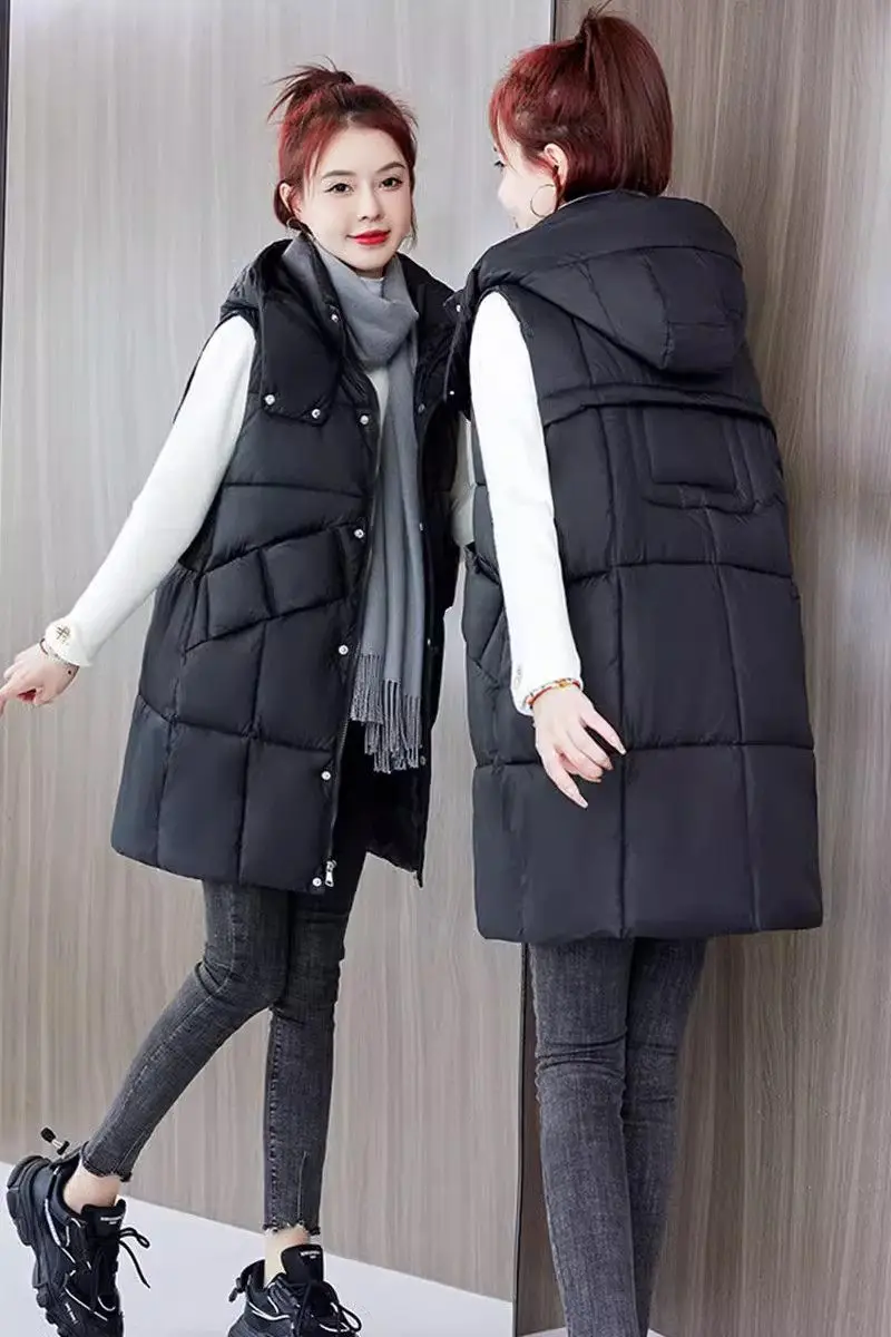 2023 Autumn/Winter Fashion Down Cotton Vest Women's Outerwear Hooded Mid Length Cotton Waistcoat Jacket Sleeveless Parkas Z3001
2023 Autumn/Winter Fashion Down Cotton Vest Women's Outerwear Hooded Mid Length Cotton Waistcoat Jacket Sleeveless Parkas Z3001