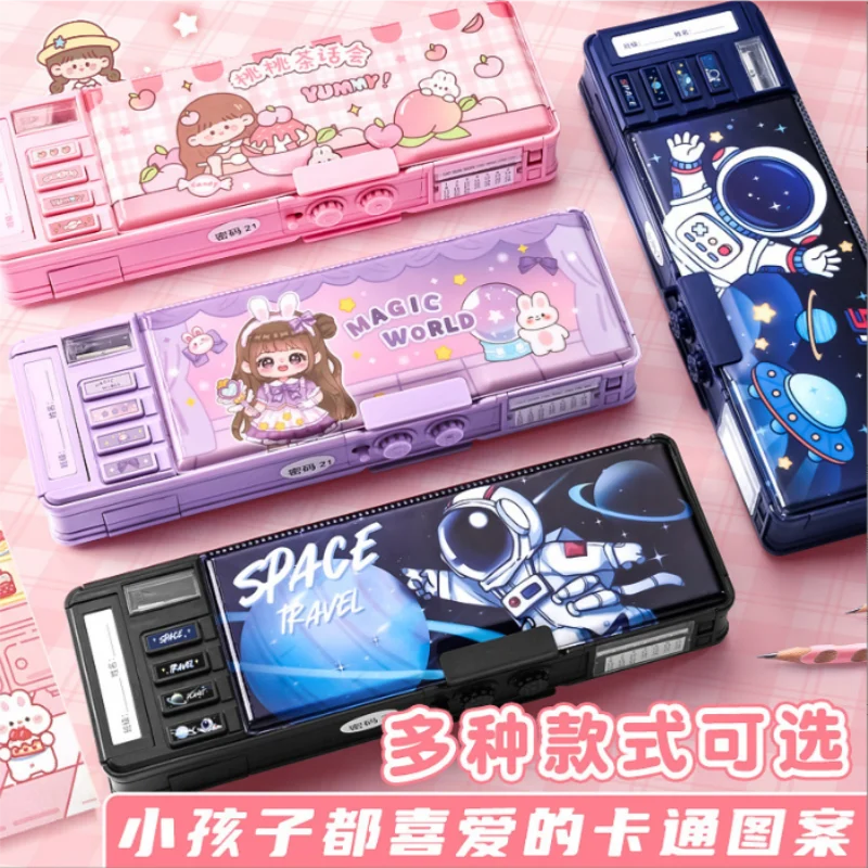 Многофункциональный креативный пенал, детская сумка-карандаш большой емкости, милый мультяшный новый ящик для хранения ручек с механизмом пароля
Многофункциональный креативный пенал, детская сумка-карандаш большой емкости, милый мультяшный новый ящик для хранения ручек с механизмом пароля