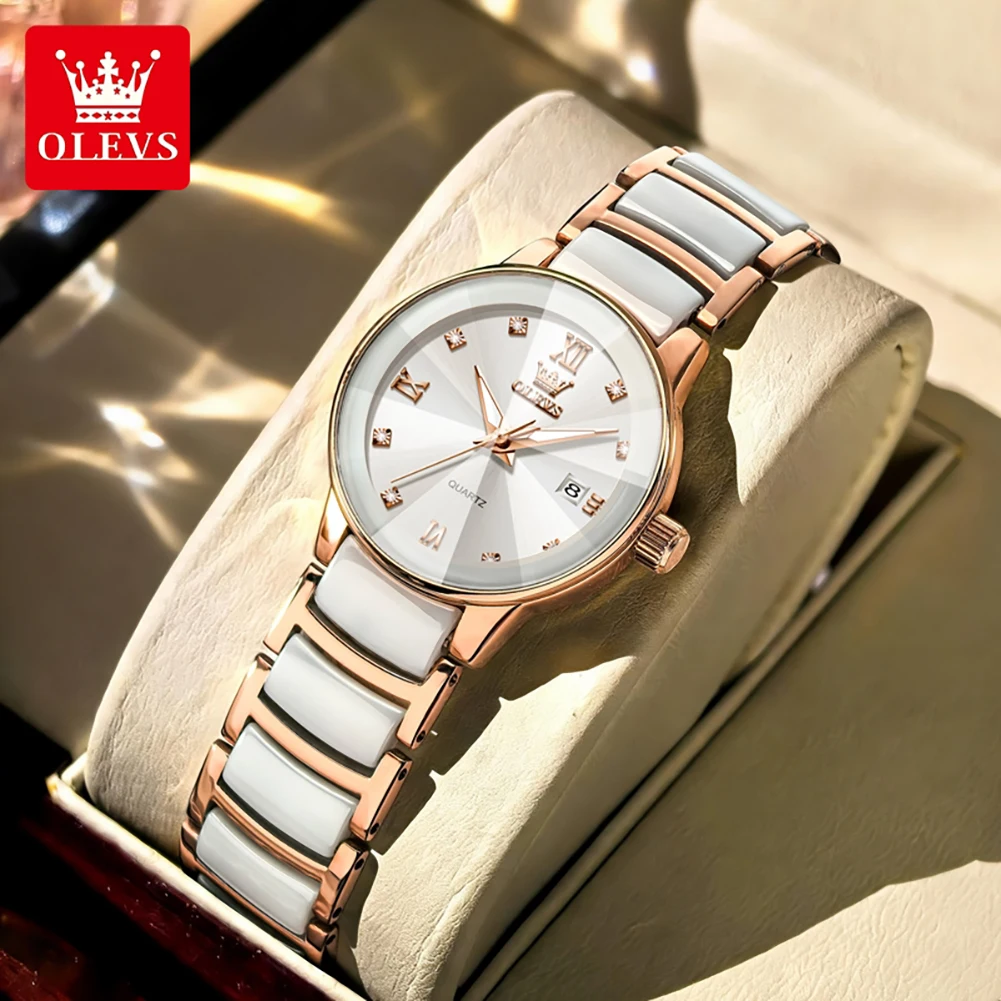 OLEVS 7114 Ceramic Women Watch Diamond Inlay Quartz Wristwatch Ladies Fashion Elegant Waterproof Date Female Watches Gifts Box
OLEVS 7114 Ceramic Women Watch Diamond Inlay Quartz Wristwatch Ladies Fashion Elegant Waterproof Date Female Watches Gifts Box