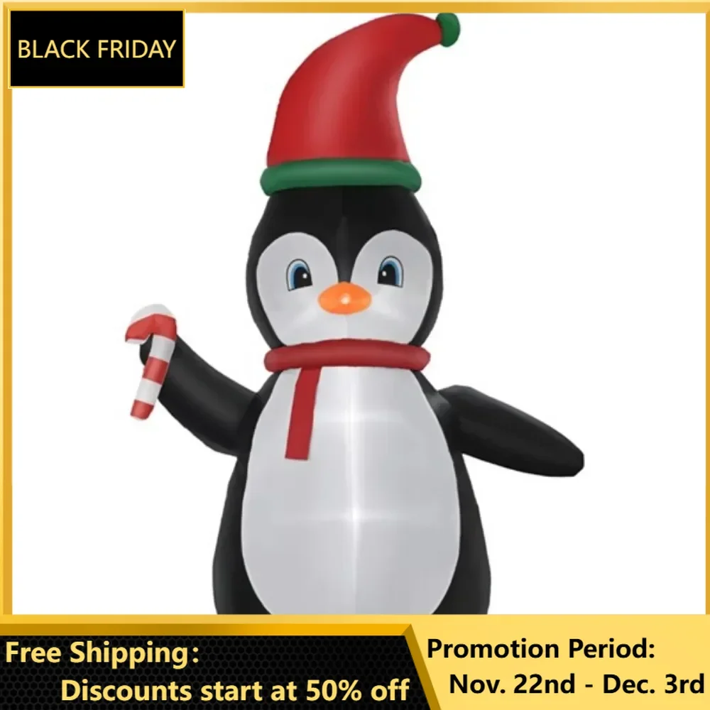 Penguin inflatables wearing Santa hats bring together a cohesive Christmas display - LED lights create a cheerful effect
Penguin inflatables wearing Santa hats bring together a cohesive Christmas display - LED lights create a cheerful effect