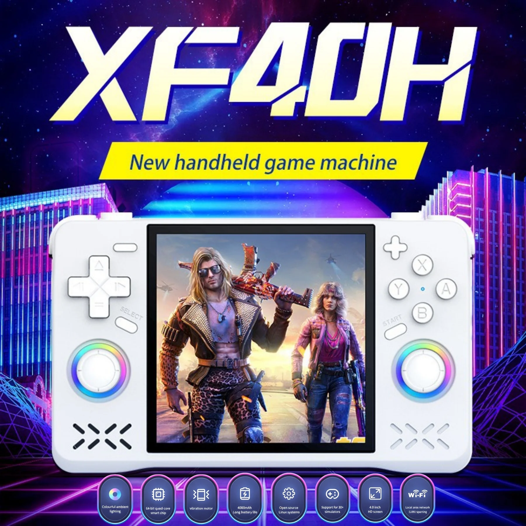 XF40H Handheld Game Console Open Source Linux System 4.0inch IPS Screen 30+Emulators Pocket Video Player Game 4000mAh
XF40H Handheld Game Console Open Source Linux System 4.0inch IPS Screen 30+Emulators Pocket Video Player Game 4000mAh