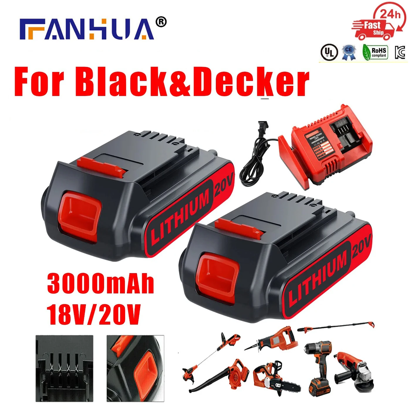 Литиевая батарея для Black Decker LBXR20, 18/20 в, 3000 мАч, LBXR20, LB20, LBX20, LBXR2020, LB2X4020-OPE, электроинструменты и зарядное устройство
Литиевая батарея для Black Decker LBXR20, 18/20 в, 3000 мАч, LBXR20, LB20, LBX20, LBXR2020, LB2X4020-OPE, электроинструменты и зарядное устройство