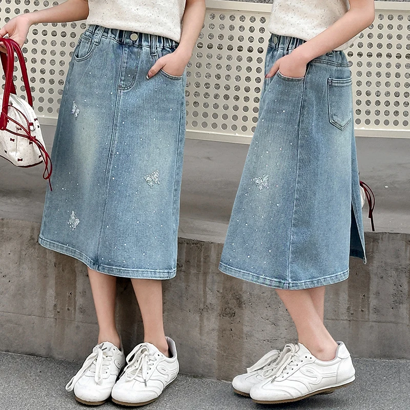 Kids Child Fashion Long Denim Skirt With Rhinestones for Tweens Girl Butterfly Street Bottoms Age 5 6 7 8 9 10 11 12 13 14 Yrs
Kids Child Fashion Long Denim Skirt With Rhinestones for Tweens Girl Butterfly Street Bottoms Age 5 6 7 8 9 10 11 12 13 14 Yrs