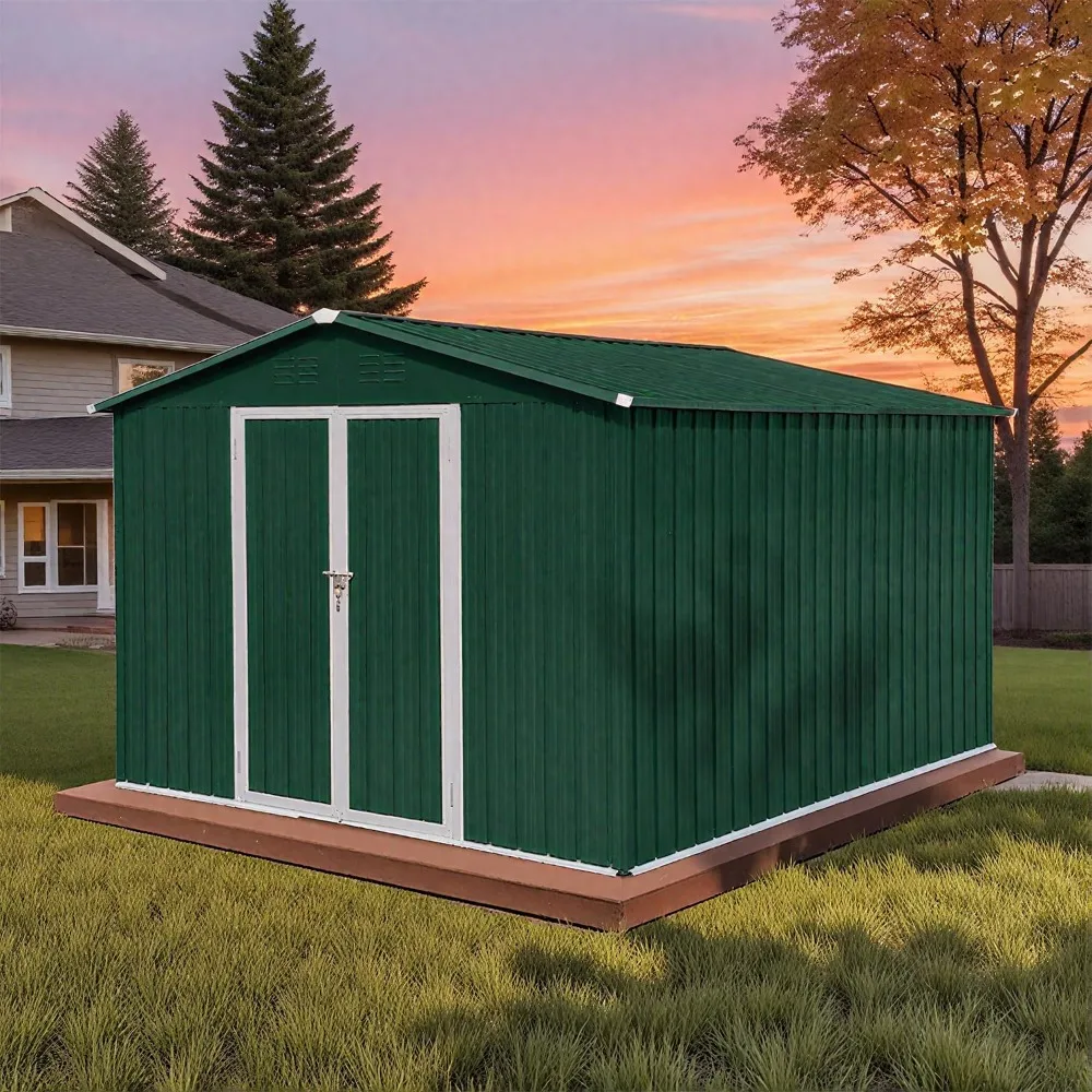 "10 by 8 Foot Outdoor Storage Shed, Metal Garden Shed with Air Vents and Lockable Doors, Durable Waterproof Bike Storage Shed"
"10 by 8 Foot Outdoor Storage Shed, Metal Garden Shed with Air Vents and Lockable Doors, Durable Waterproof Bike Storage Shed"