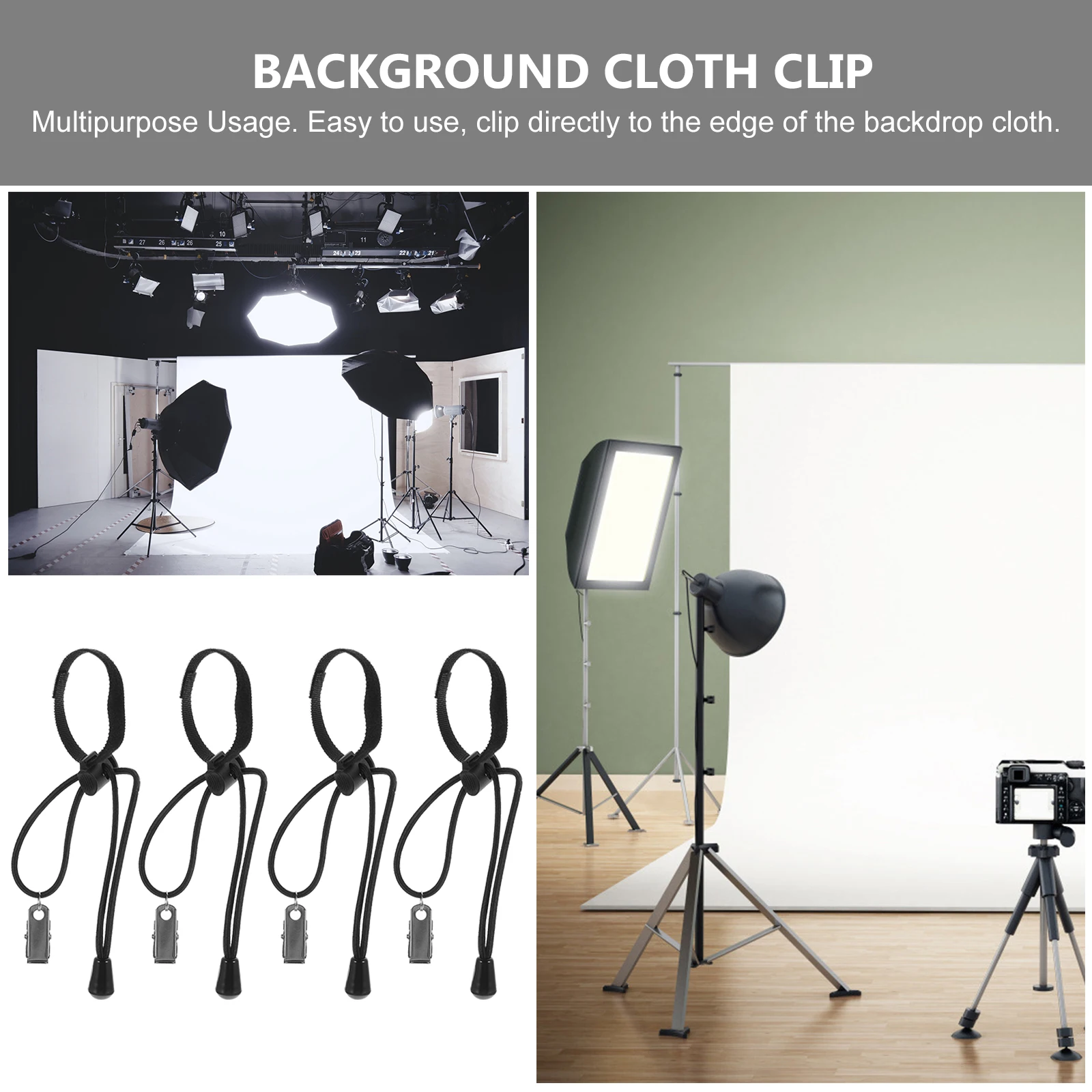 12pcs Background Cloth Set Elastic Bands Backdrop Clamps Photography Holder Black Indoor Wrinkle Removal Adjustable
12pcs Background Cloth Set Elastic Bands Backdrop Clamps Photography Holder Black Indoor Wrinkle Removal Adjustable