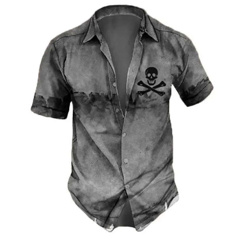 2026 Summer Men's Skull Print Short-Sleeve Shirt. Stylish design, unique lapel, casual men's shirt, available in sizes XS-6XL.
2026 Summer Men's Skull Print Short-Sleeve Shirt. Stylish design, unique lapel, casual men's shirt, available in sizes XS-6XL.