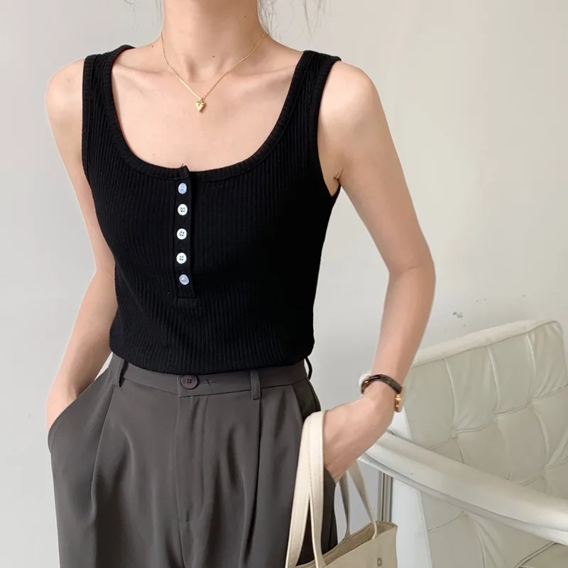 High quality cotton U-neck sexy vest for women 2025 new summer button up sleeveless inner with slim fitting suspender
High quality cotton U-neck sexy vest for women 2025 new summer button up sleeveless inner with slim fitting suspender