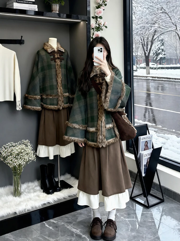 Winter Faion Large Size Woolen Cloak oulder Wrap Outerwear f Skirt Set Beautiful Korean Sle Warm Casual Wear for Women
Winter Faion Large Size Woolen Cloak oulder Wrap Outerwear f Skirt Set Beautiful Korean Sle Warm Casual Wear for Women