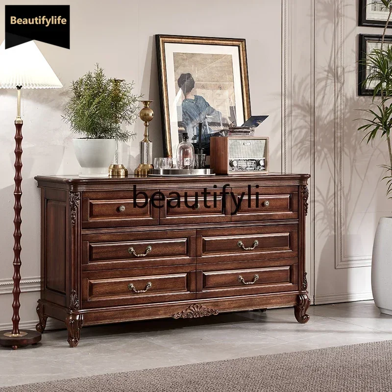 American black walnut seven-chest cabinet solid wood bucket cabinet drawer locker simple beauty multi-function D80
American black walnut seven-chest cabinet solid wood bucket cabinet drawer locker simple beauty multi-function D80