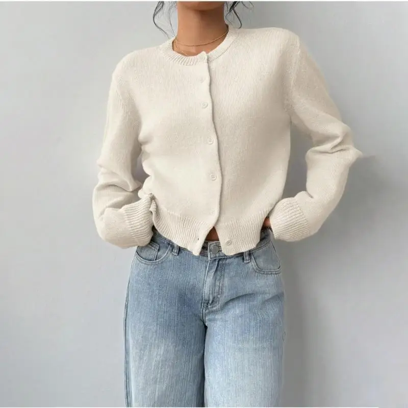 72XE (цельный) женский укороченный кардиган с длинными рукавами и круглым вырезом на пуговицах, свитер, милая трикотажная одежда
72XE (цельный) женский укороченный кардиган с длинными рукавами и круглым вырезом на пуговицах, свитер, милая трикотажная одежда