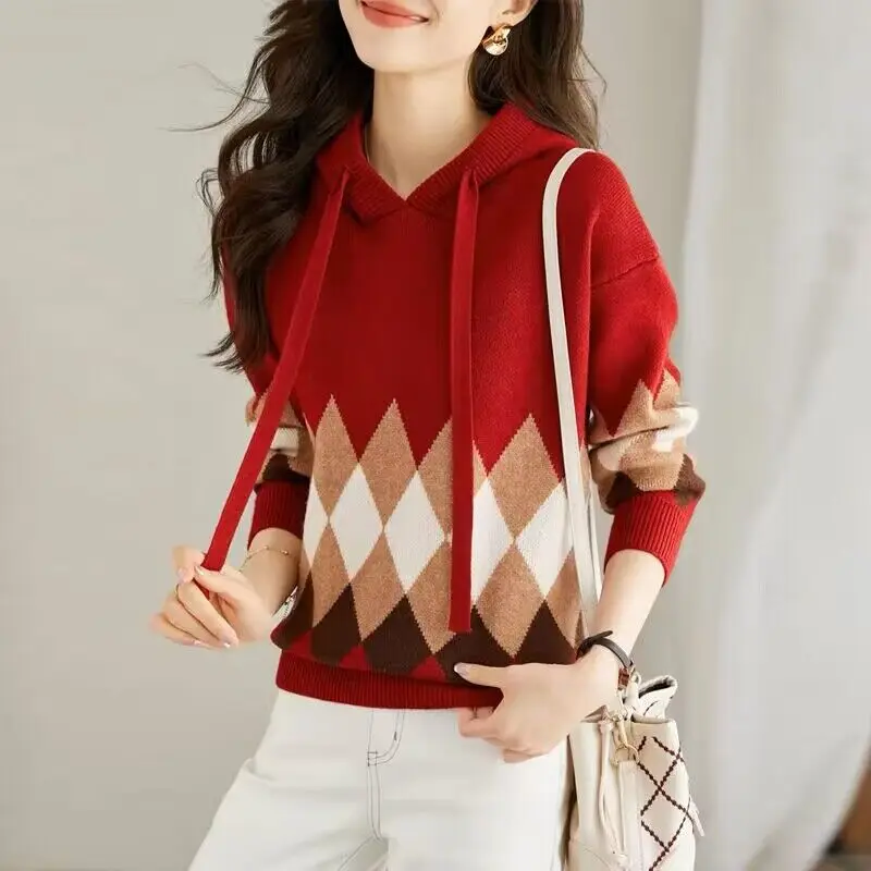 Women Geometric Jacquard Hooded Sweaters Vintage Comfortable Soft Wool Knitted Top Autumn Winter Fashion Casual Warm Pullovers
Women Geometric Jacquard Hooded Sweaters Vintage Comfortable Soft Wool Knitted Top Autumn Winter Fashion Casual Warm Pullovers