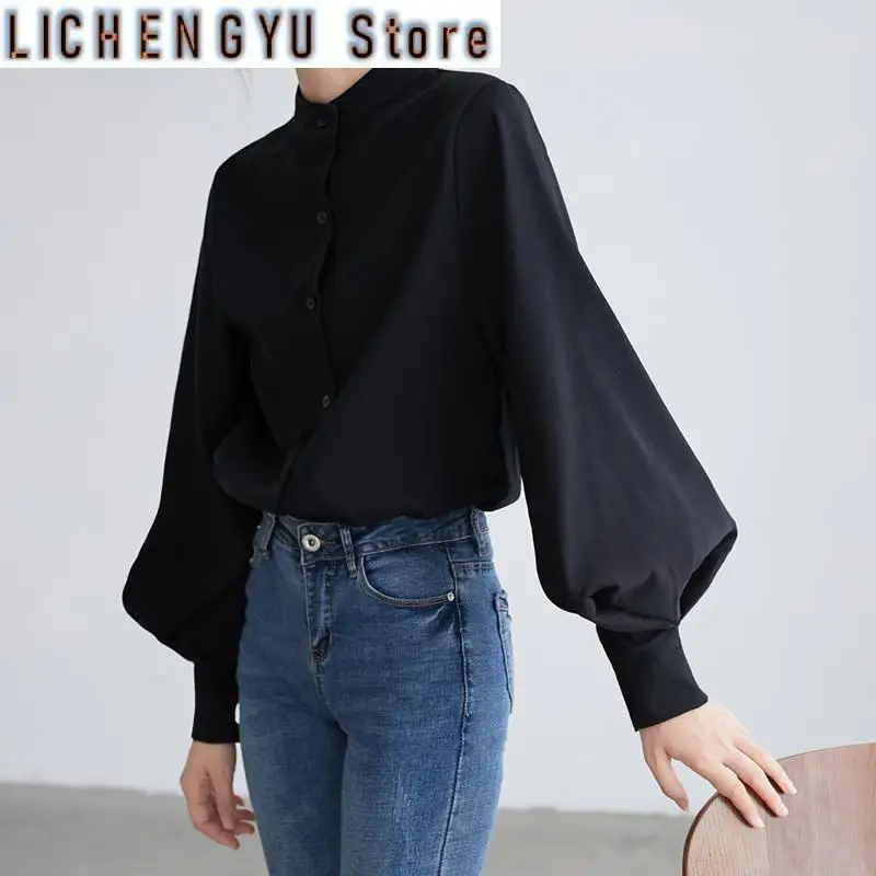 Fashion Solid Color Button Lantern Sleeve Shirt Women's Clothing Autumn New Loose Casual Tops All-match Office Lady Blouse
Fashion Solid Color Button Lantern Sleeve Shirt Women's Clothing Autumn New Loose Casual Tops All-match Office Lady Blouse