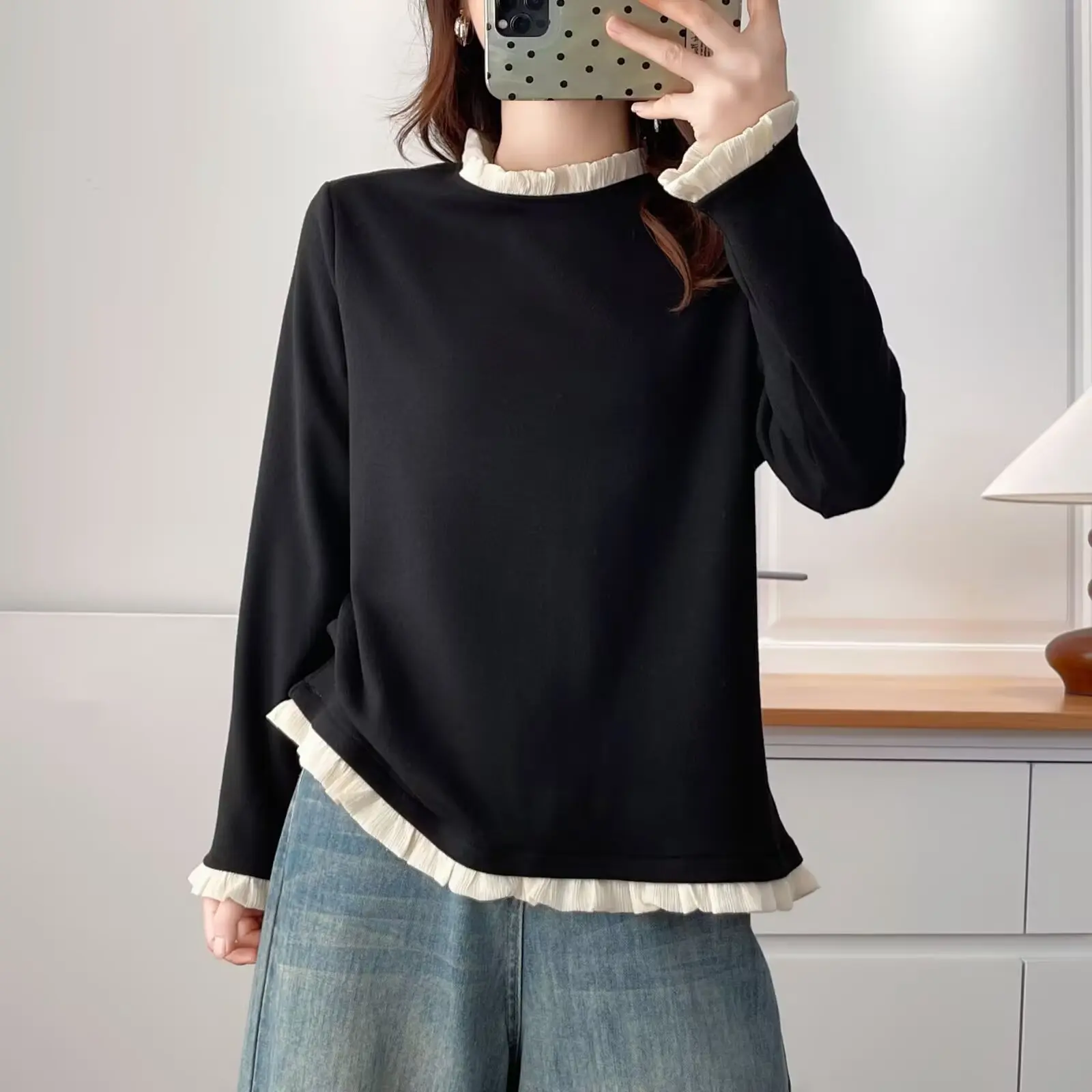 XXXXL модная женская одежда больших размеров, футболка, новые осенне-зимние элегантные кружевные лоскутные теплые топы с длинными рукавами 6702
XXXXL модная женская одежда больших размеров, футболка, новые осенне-зимние элегантные кружевные лоскутные теплые топы с длинными рукавами 6702