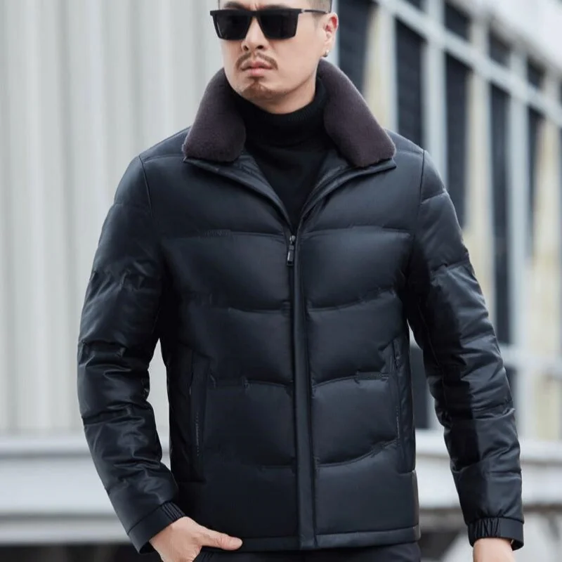 Men's Winter Genuine Leather Down Jacket With White Duck Down Filling And Thick Coat, High-end Jacket, Fashionable
Men's Winter Genuine Leather Down Jacket With White Duck Down Filling And Thick Coat, High-end Jacket, Fashionable