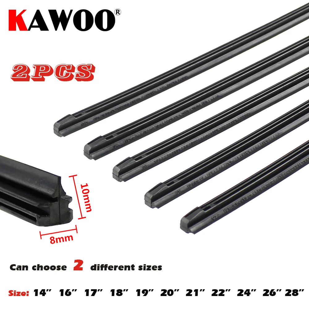 KAWOO 2pcs Auto All seasons Windshield Car Wiper Blades Refills Natural Rubber Strips Wiper Blade Replacement Parts 8mm 14"-28"
KAWOO 2pcs Auto All seasons Windshield Car Wiper Blades Refills Natural Rubber Strips Wiper Blade Replacement Parts 8mm 14"-28"