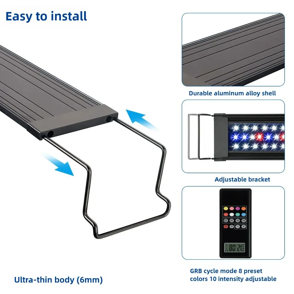 Programmable LED Aquarium Light,Remote Control LED Aquatic Fish Tank Light Waterproof Aquarium Algae Plant Light,WRBG DIY Color
Programmable LED Aquarium Light,Remote Control LED Aquatic Fish Tank Light Waterproof Aquarium Algae Plant Light,WRBG DIY Color