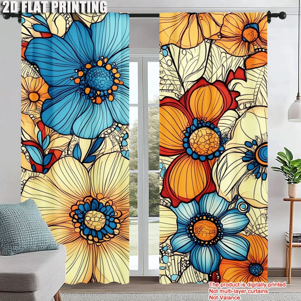 2Pcs Boho Chic Floral Curtains With Colorful Abstract Design Vintage Or Living Room Bedroom Decor Lightweight Polyester Sun
2Pcs Boho Chic Floral Curtains With Colorful Abstract Design Vintage Or Living Room Bedroom Decor Lightweight Polyester Sun