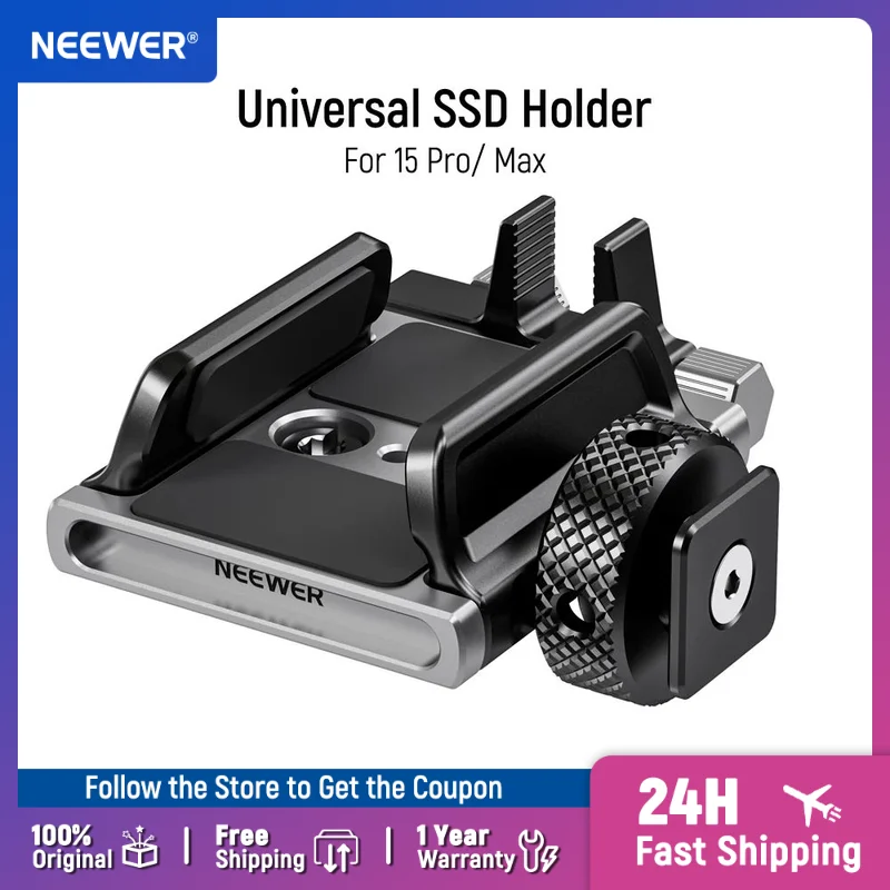 NEEWER Universal SSD Holder Mount Bracket for T5 T7 T9 SSD for SmallRig Cage BMPCC 4K 6K 15 Pro/15 Pro Max Phone Cage
NEEWER Universal SSD Holder Mount Bracket for T5 T7 T9 SSD for SmallRig Cage BMPCC 4K 6K 15 Pro/15 Pro Max Phone Cage