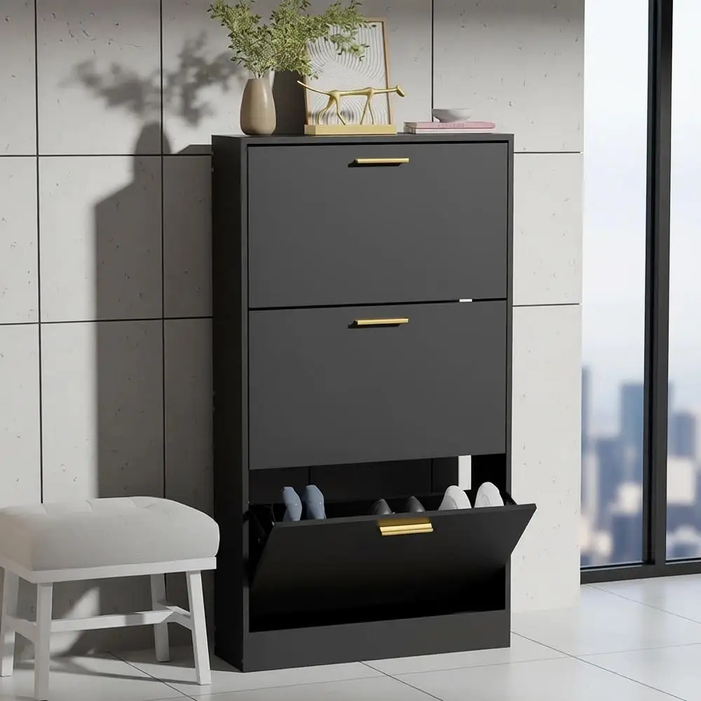 Space-Saving Shoe Rack for Entryway, Black Slim Standing Organizer Cabinet Ideal for Hallway, Living Room
Space-Saving Shoe Rack for Entryway, Black Slim Standing Organizer Cabinet Ideal for Hallway, Living Room