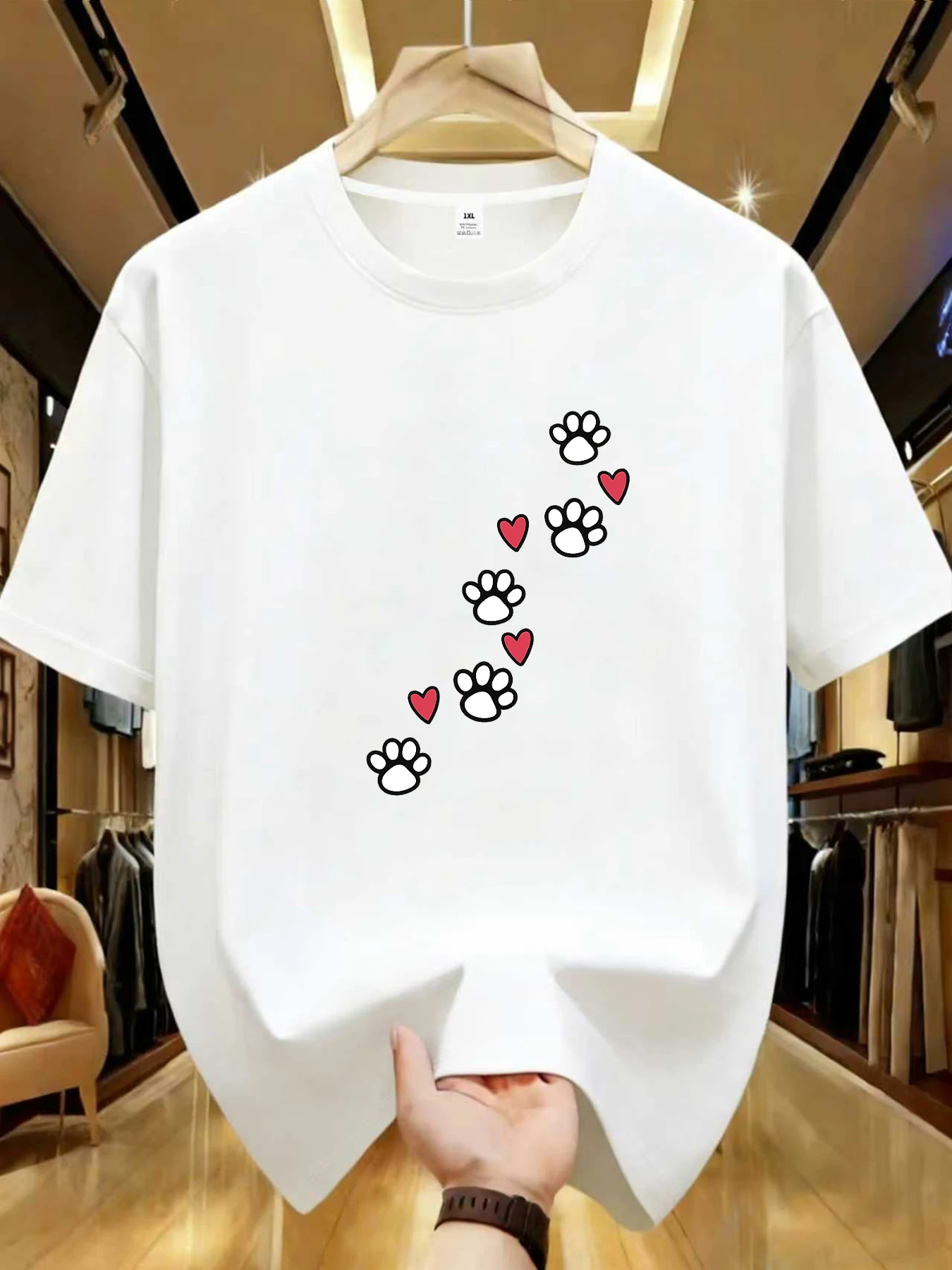 【WDS0166】Paw Prints With Hearts Dog Cat Plus Size Women's Printed Crew Neck T-Shirt Summer Casual Short Sleeve Top Street Style
【WDS0166】Paw Prints With Hearts Dog Cat Plus Size Women's Printed Crew Neck T-Shirt Summer Casual Short Sleeve Top Street Style
