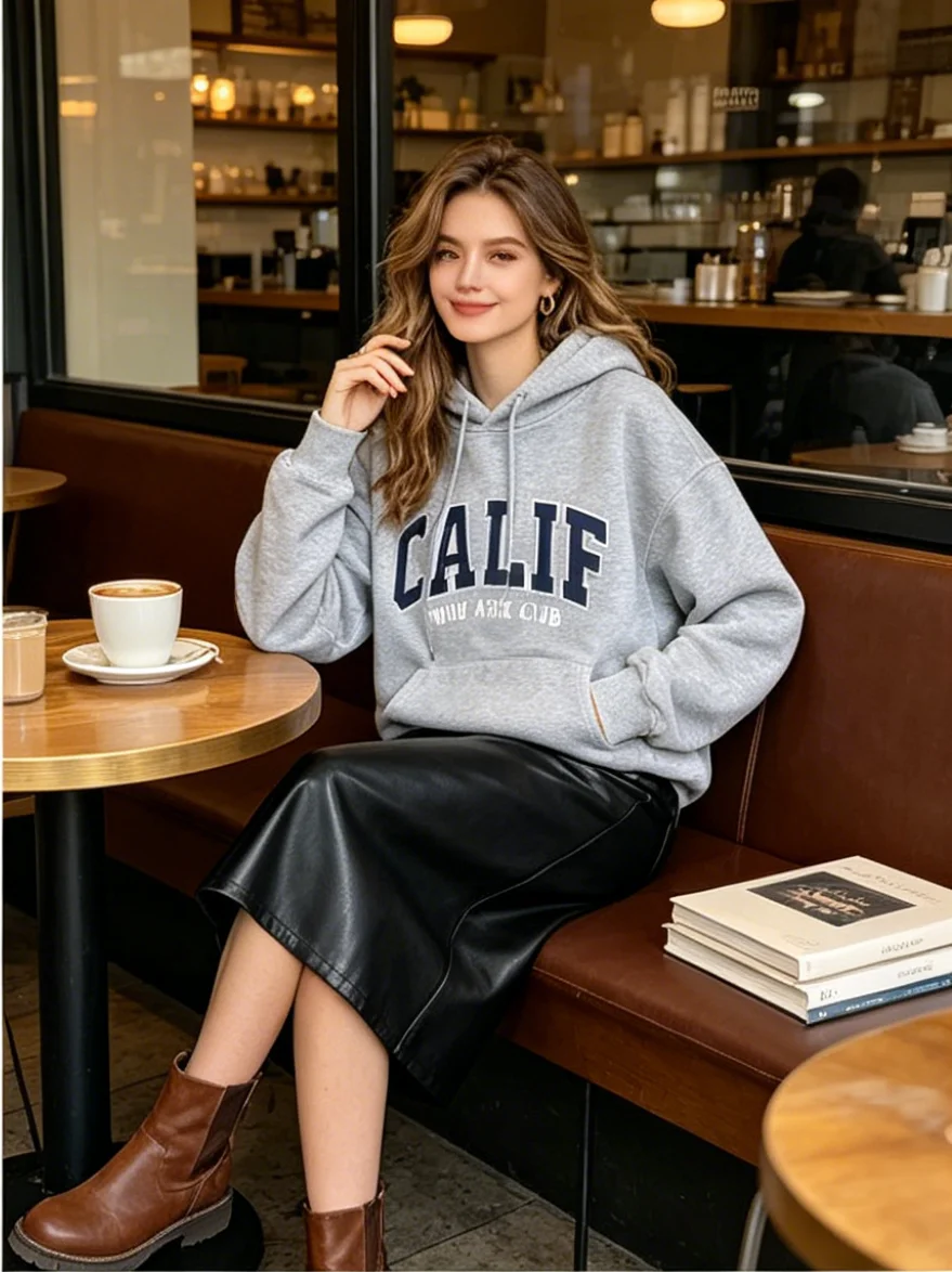 Spring/Autumn American-style Hooded Sweatshirt with Fleece Lining – Loose-fit Women’s Jacket
Spring/Autumn American-style Hooded Sweatshirt with Fleece Lining – Loose-fit Women’s Jacket