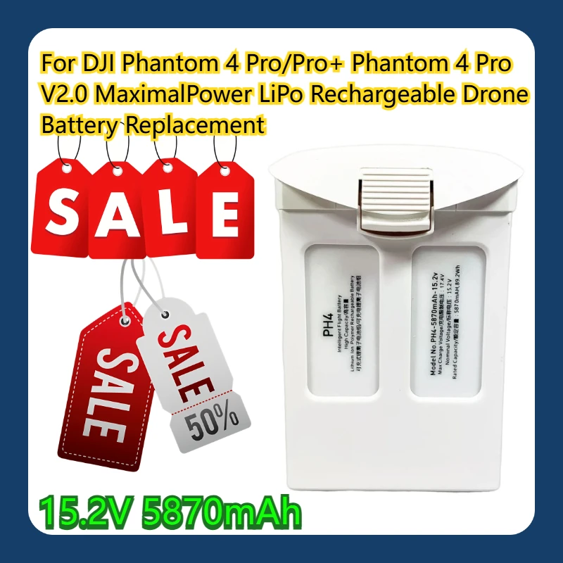 For DJI Phantom 4 Pro/Pro+ Phantom 4 Pro V2.0 MaximalPower 15.2V 5870mAh LiPo Rechargeable Drone Battery Replacement
For DJI Phantom 4 Pro/Pro+ Phantom 4 Pro V2.0 MaximalPower 15.2V 5870mAh LiPo Rechargeable Drone Battery Replacement