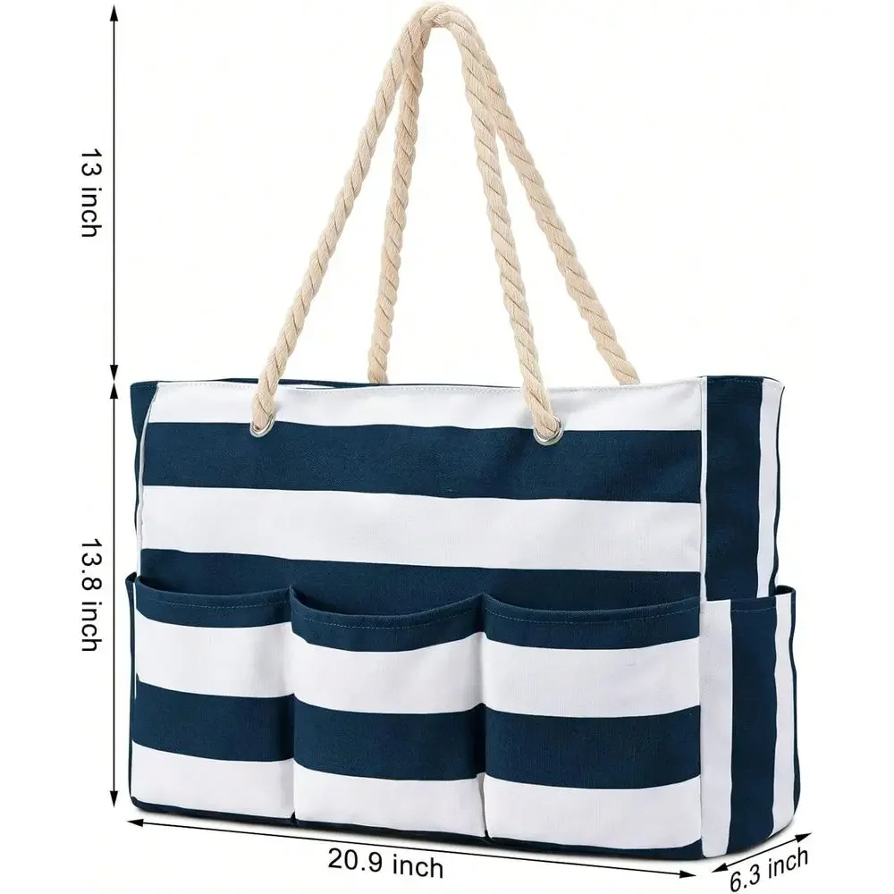 Large Canvas Beach Tote Bag Waterproof Sandproof Foldable With Zipper 7 Pockets For Swim Pool
Large Canvas Beach Tote Bag Waterproof Sandproof Foldable With Zipper 7 Pockets For Swim Pool