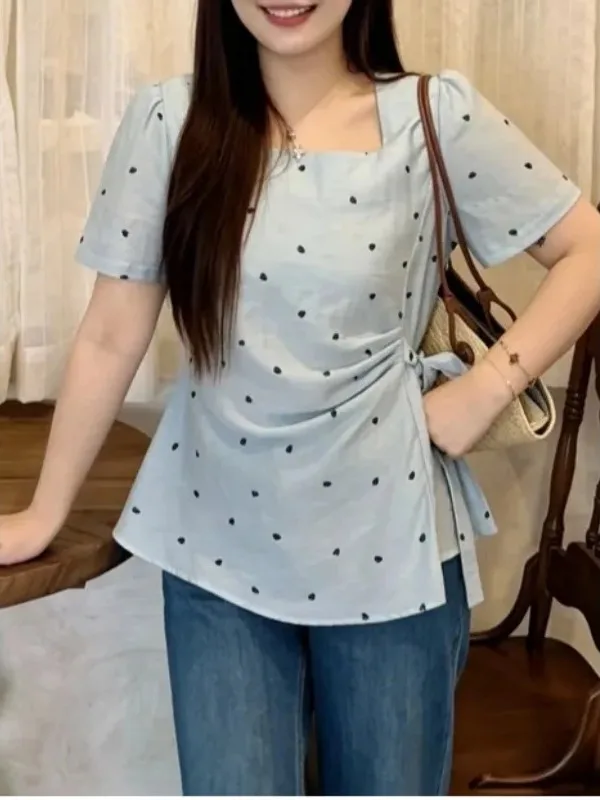 plus Size Women's Korean Style Shirt Short Sleeve Belted Waist Top Summer New Age Reduction Little Shirt Tie Waist Top
plus Size Women's Korean Style Shirt Short Sleeve Belted Waist Top Summer New Age Reduction Little Shirt Tie Waist Top