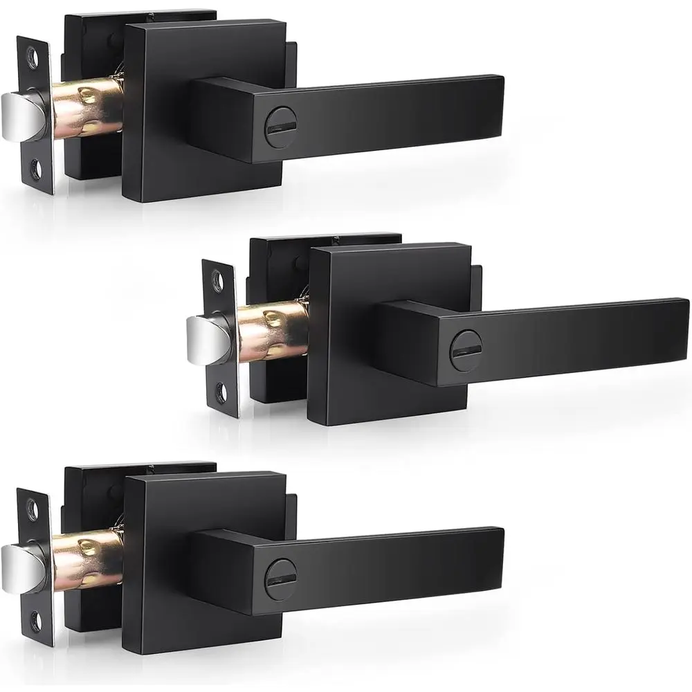 Matte Black Square Privacy Door Levers, Heavy Duty Interior Handles with Key Locks for Bed and Bath
Matte Black Square Privacy Door Levers, Heavy Duty Interior Handles with Key Locks for Bed and Bath