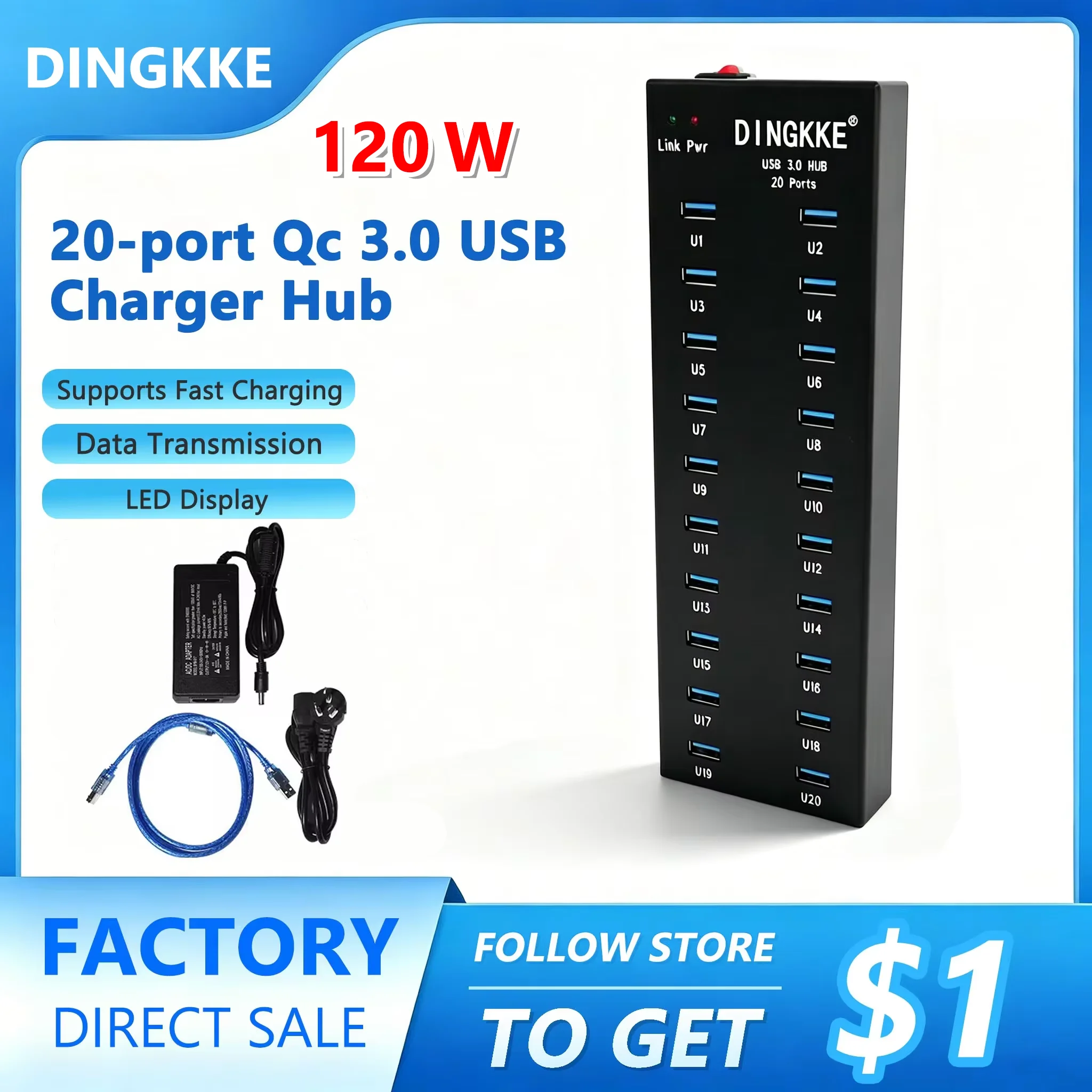 Industrial 20 Ports Fast Charge USB 3.0 Charger Hub with Desktop Power Adapter Synchronization Control Smartphones
Industrial 20 Ports Fast Charge USB 3.0 Charger Hub with Desktop Power Adapter Synchronization Control Smartphones
