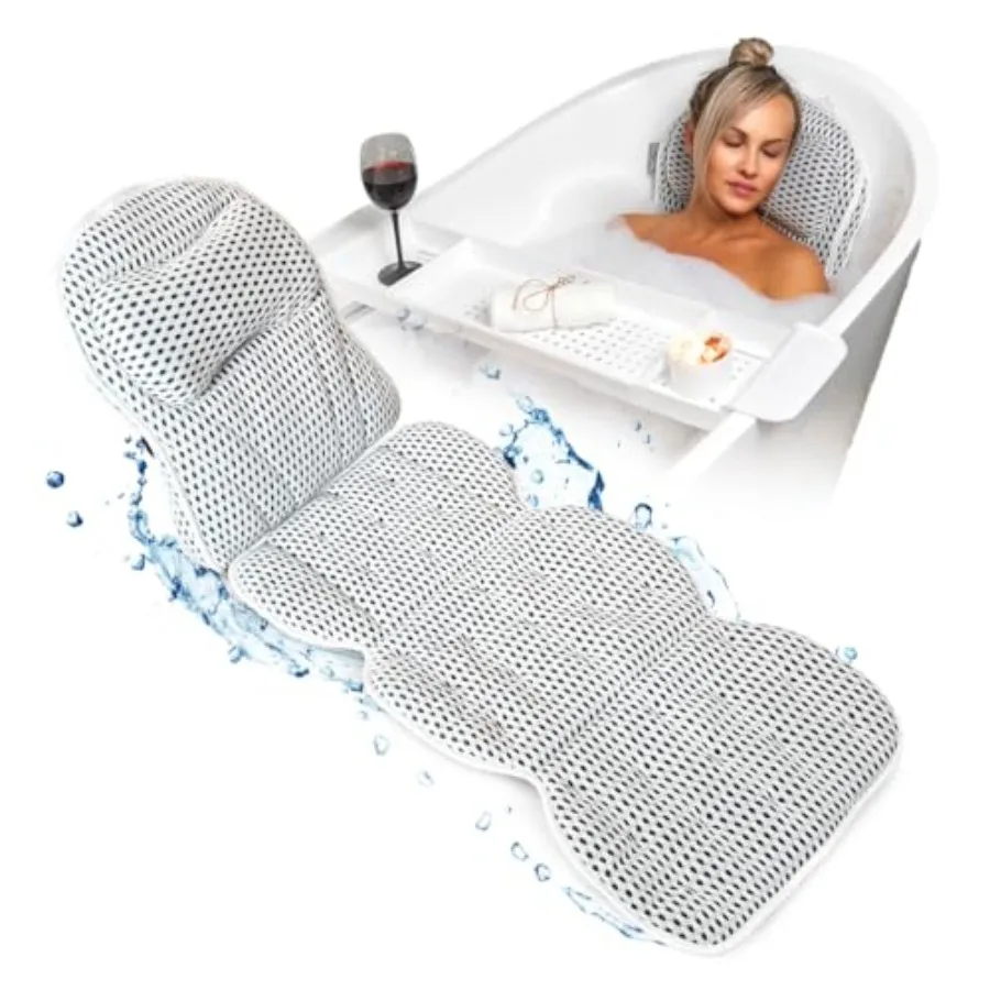 Full Body Bath Pillow for Tub with Free Bath Tray and Wash Bag 2-in-1 Design 5D Air Mesh, Detachable Headrest, Non-Slip Suction
Full Body Bath Pillow for Tub with Free Bath Tray and Wash Bag 2-in-1 Design 5D Air Mesh, Detachable Headrest, Non-Slip Suction