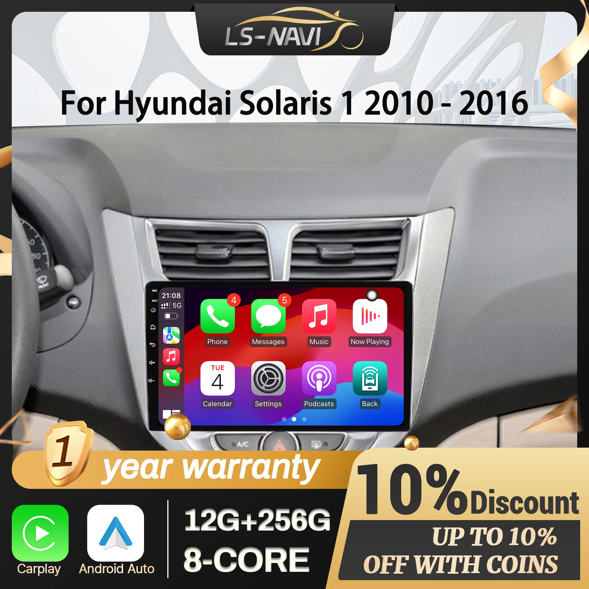 Для Hyundai Solaris 1 2010-2016 Android 14 автомобильный радиоприемник мультимедийная навигация беспроводной CarPlay сенсорный экран Bluetooth стерео
Для Hyundai Solaris 1 2010-2016 Android 14 автомобильный радиоприемник мультимедийная навигация беспроводной CarPlay сенсорный экран Bluetooth стерео