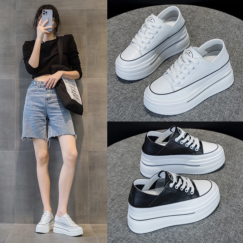 Women Comfortable Platform White And Black Sneakers Two-Way Wearable Casual Shoes With Thick Sole For Streetwear And Daily Wear
Women Comfortable Platform White And Black Sneakers Two-Way Wearable Casual Shoes With Thick Sole For Streetwear And Daily Wear