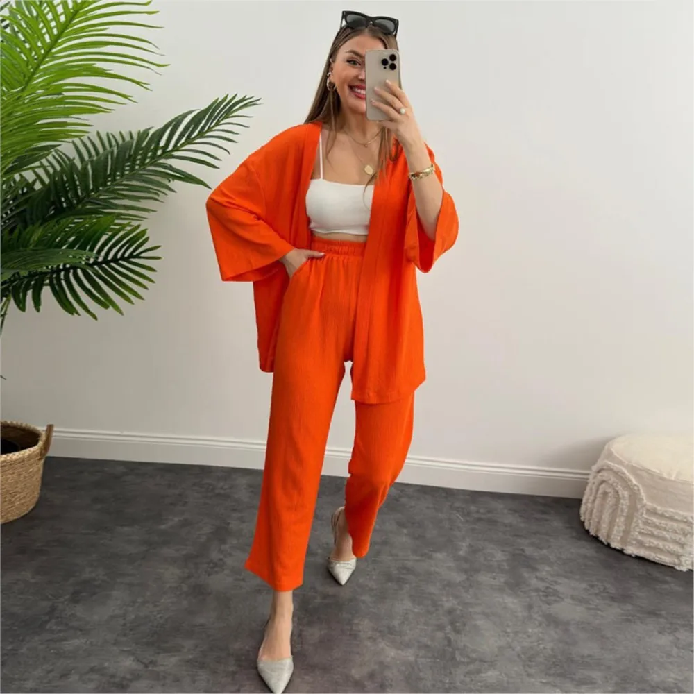 Two Piece Pant Sets Solid Loose Full Sleeve Shirts Cardigan Tops + Casual Trousers Spring Autumn Fashion Plus Size Office Lady
Two Piece Pant Sets Solid Loose Full Sleeve Shirts Cardigan Tops + Casual Trousers Spring Autumn Fashion Plus Size Office Lady