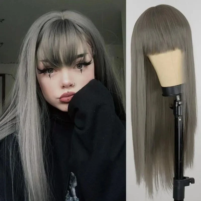 Long Straight Synthetic Wigs with Blunt Bangs for Women Grandma Grey Hair Wig Natural Looking Heat Resistant Cosplay Party Wig
Long Straight Synthetic Wigs with Blunt Bangs for Women Grandma Grey Hair Wig Natural Looking Heat Resistant Cosplay Party Wig