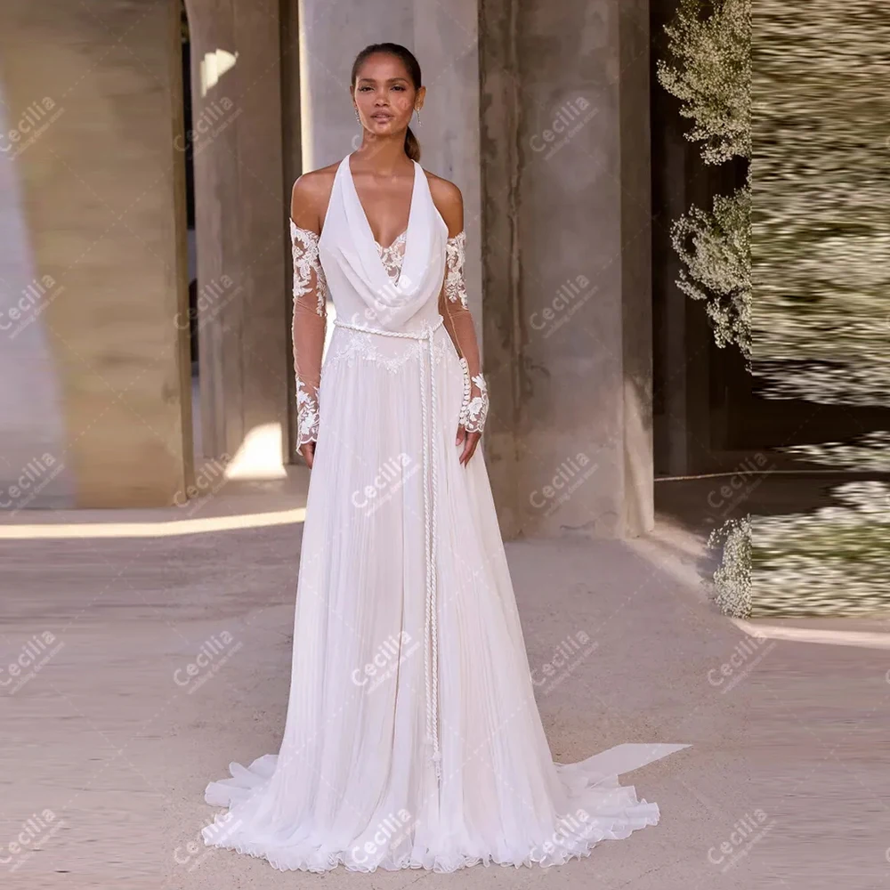 Graceful Wedding Dresses Bohemia Bridal Gowns Lace Appliques Sleeveless Backless Robes Glamorous Customized Vestidos De Novia
Graceful Wedding Dresses Bohemia Bridal Gowns Lace Appliques Sleeveless Backless Robes Glamorous Customized Vestidos De Novia