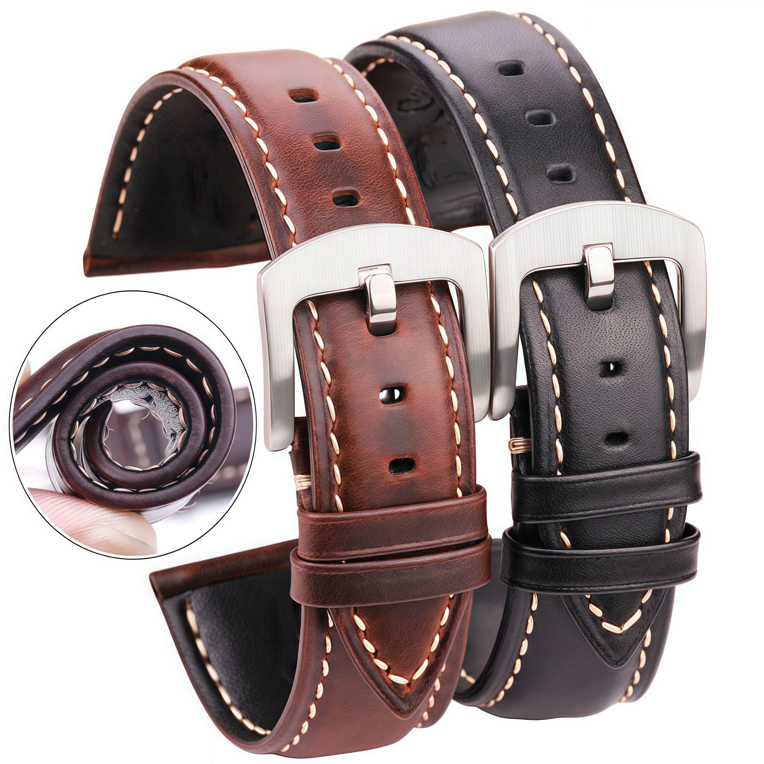 Quick Release Genuine Leather Watch Band Vintage Strap Stainless Steel Pin Buckle 18mm 19mm 20mm 21mm 22mm 24mm Black Dark Brown
Quick Release Genuine Leather Watch Band Vintage Strap Stainless Steel Pin Buckle 18mm 19mm 20mm 21mm 22mm 24mm Black Dark Brown