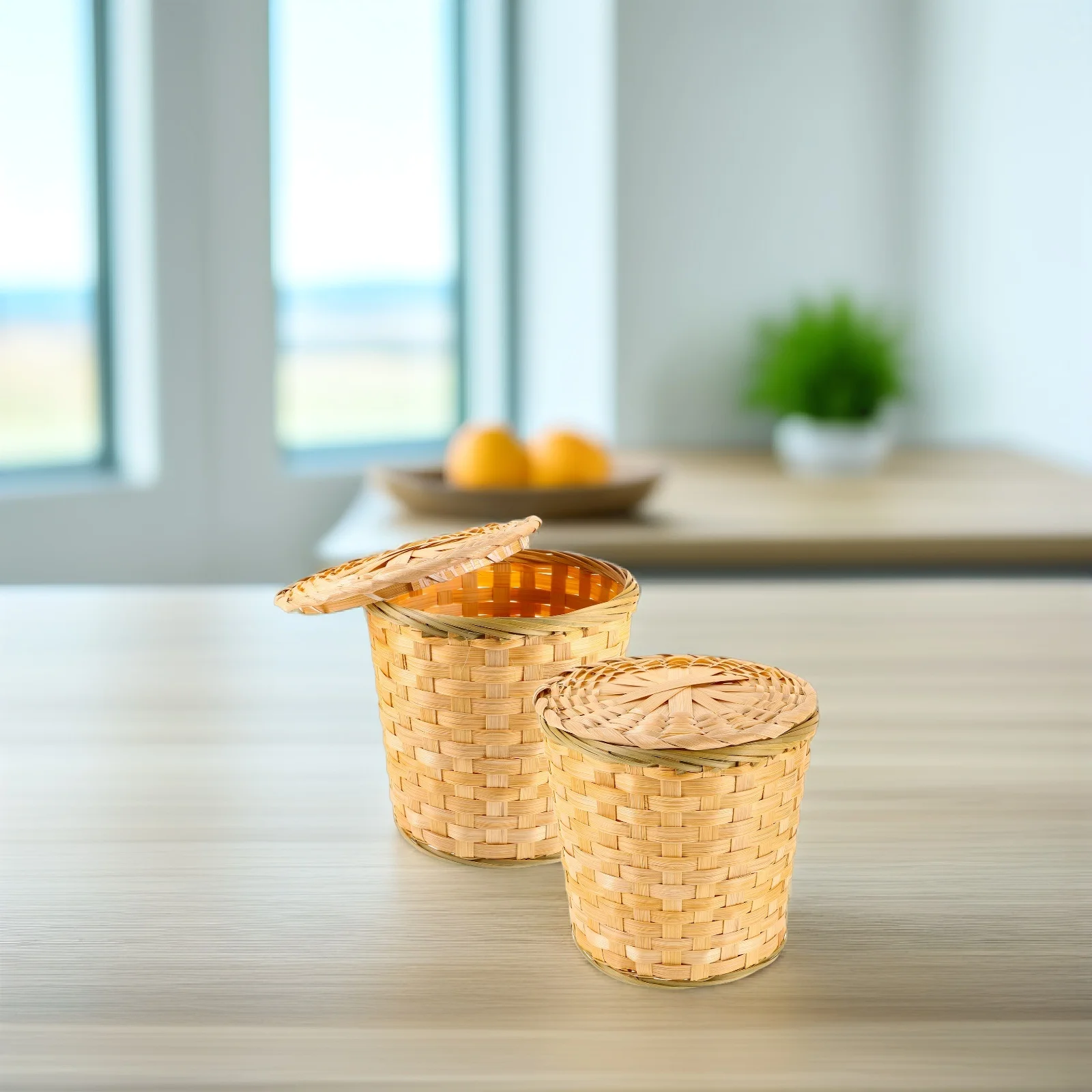 2pcs Bamboo Canister H Woven Basket Sundries Storage Container Storage Container Egg Fruit Vegetable Holder Kitchen Trash Can
2pcs Bamboo Canister H Woven Basket Sundries Storage Container Storage Container Egg Fruit Vegetable Holder Kitchen Trash Can