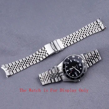 Rolamy 스틸 실버 쥬빌리 시계 밴드 스트랩, 실버 팔찌, 솔리드 커브 엔드, MDV-106 MDV-106B, 22mm, 316L