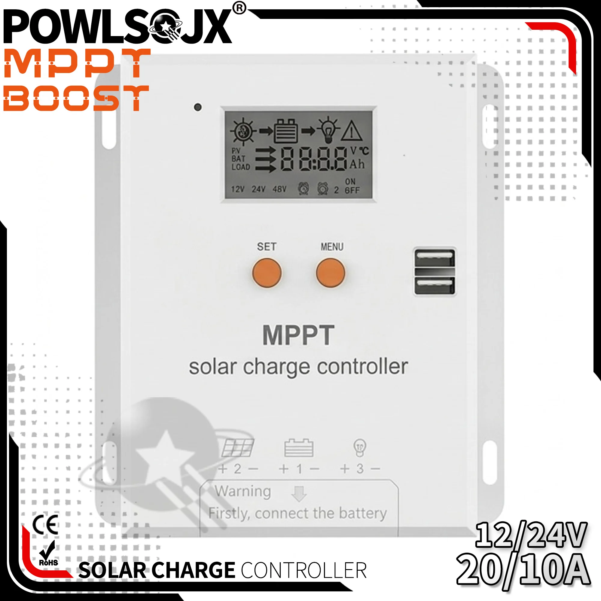 Powlsojx MPPT Solar Panel Battery Charger Regulator 10A 20A Dual Time Light Control 12V 24V Solar Controller for Home System
Powlsojx MPPT Solar Panel Battery Charger Regulator 10A 20A Dual Time Light Control 12V 24V Solar Controller for Home System