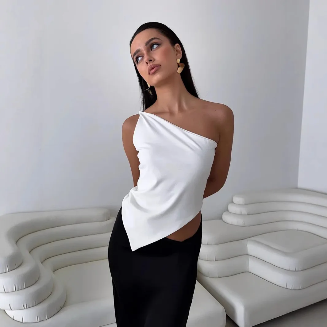 2025 Summer New Women's Hot Selling Solid Color Sleeveless Off Shoulder Vest with Irregular Hem Fashion Crop Top
2025 Summer New Women's Hot Selling Solid Color Sleeveless Off Shoulder Vest with Irregular Hem Fashion Crop Top