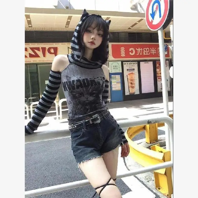 Spring Summer Y2K Millennium Sweet Cool Girl Hooded Striped oulder Bared Long Sve Sweatirt Women's Top Faion Set
Spring Summer Y2K Millennium Sweet Cool Girl Hooded Striped oulder Bared Long Sve Sweatirt Women's Top Faion Set