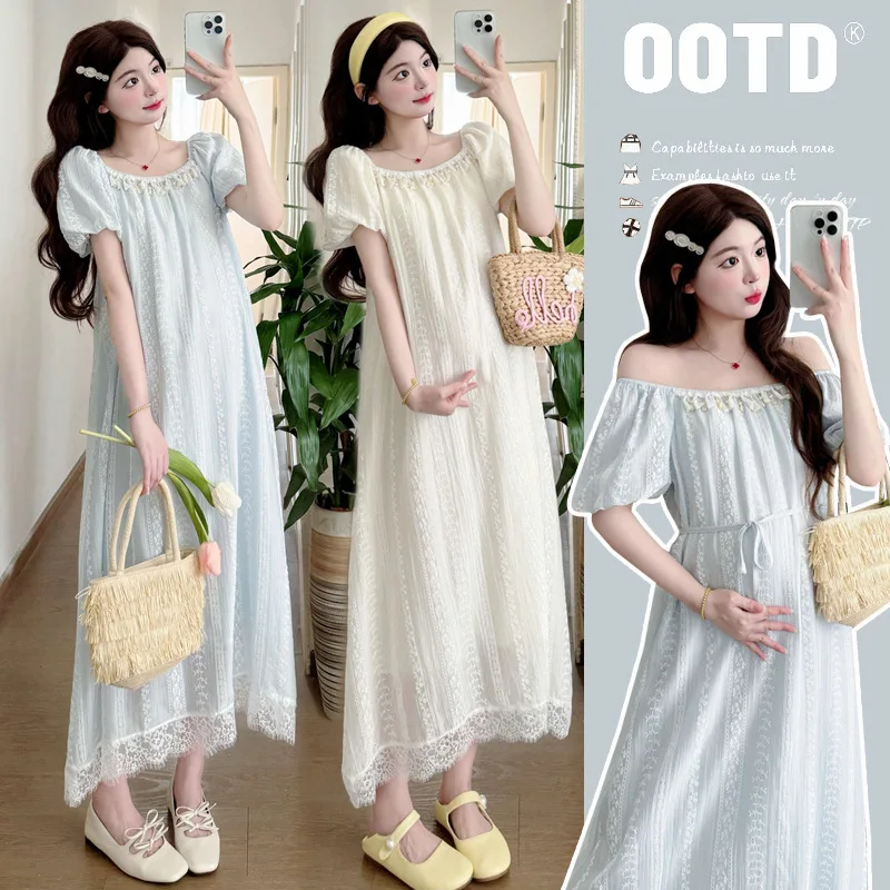 Maternity Dress Summer 2026 Square Neck Puff Sleeve Lace Dress Homewear Vacation Casual Mori Style for Pregnant Women
Maternity Dress Summer 2026 Square Neck Puff Sleeve Lace Dress Homewear Vacation Casual Mori Style for Pregnant Women