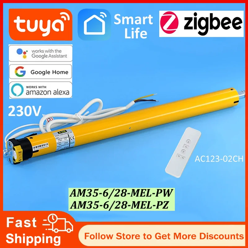 A-OK AM35 6/28 Tuya WiFi +RF433 Smart Blinds Tubular Motor for 40mm/45mm/47mm/50mm Tube Rolling Shutter,via Alexa Google Home
A-OK AM35 6/28 Tuya WiFi +RF433 Smart Blinds Tubular Motor for 40mm/45mm/47mm/50mm Tube Rolling Shutter,via Alexa Google Home